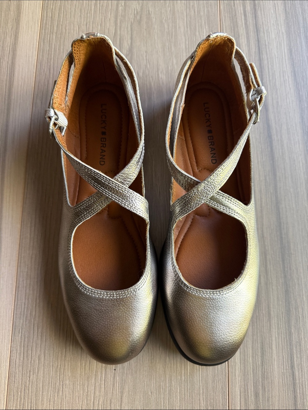 Lucky Brand Women's Silver Metallic Necia Mary Jane Flats Size 7